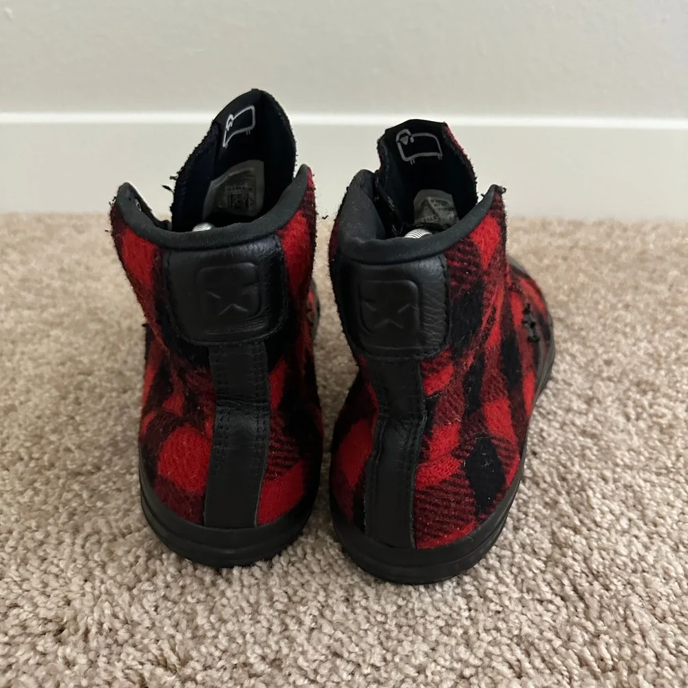 Converse Woolrich Sneakers Unisex 10.5 Mens 12.5 Womens Red Black Buffalo Plaid - Picture 5 of 10